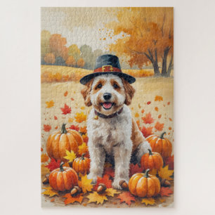 Puzzle Bernedoodle En Automne Laisse L'Art Thanksgiving