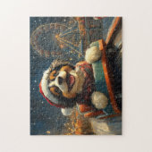 Puzzle Bernedoodle Roller Dessous de verre Noël (Vertical)