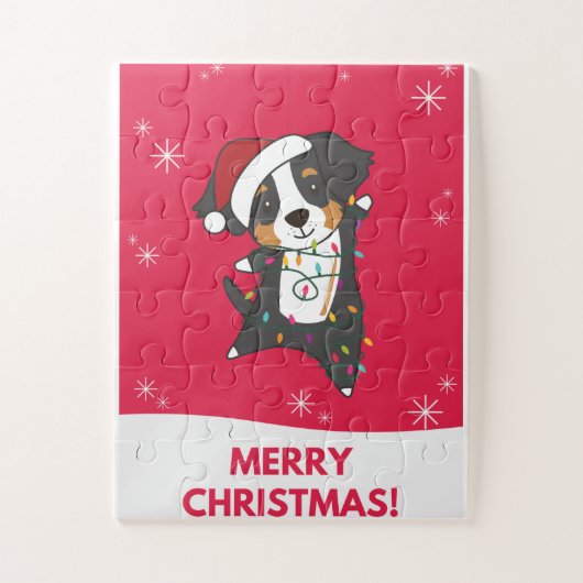 Puzzle Bernese Joyeux Noël Joyeux Chiens de Noël (Vertical)