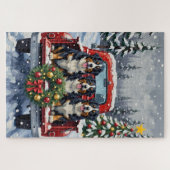 Puzzle Bernese Mountain Dog Christmas Red Truck Holiday (Horizontal)