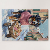 Puzzle Bernese Mountain Dog Delivering Valentine's Cookie (Horizontal)