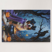 Puzzle Bernese Mountain Dog peinture Whimsical Halloween (Horizontal)