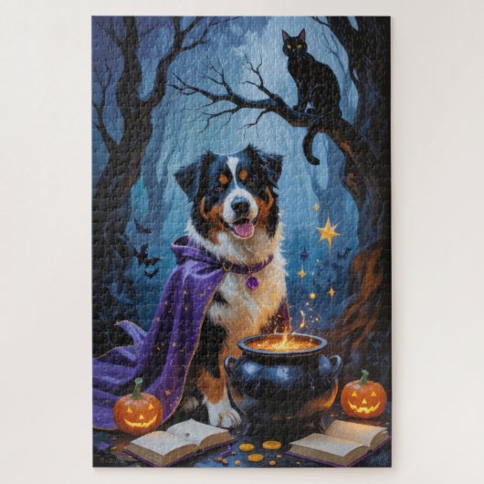 Puzzle Bernese Mountain Dog peinture Whimsical Halloween (Vertical)