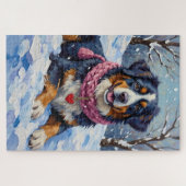 Puzzle Bernese Mountain Dog Valentine's Day Heart Scarf (Horizontal)
