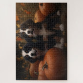 Puzzle Bernois Montagne Chiot Automne Citrouille (Vertical)