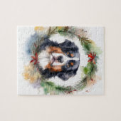 Puzzle Bernois Mountain Festive Wreath Pup (Horizontal)