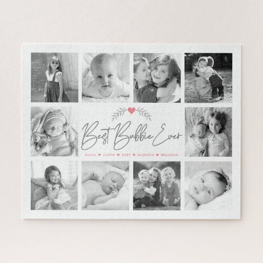 Puzzle Best Bubbie Ever Script 10 Photo Collage moderne (Horizontal)