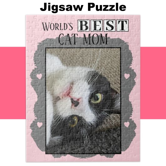 Puzzle Best cat maman ajouter photo rose gris