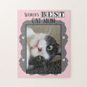 Puzzle Best cat maman ajouter photo rose gris (Vertical)