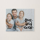 Puzzle Best Dad Ever Black Custom Photo Gift From Kids (Horizontal)