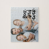 Puzzle Best Dad Ever Black Custom Photo Gift From Kids (Vertical)