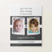 Puzzle Best daddy 2 photos ajouter des noms blanc gris (Vertical)