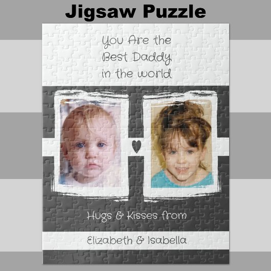 Puzzle Best daddy 2 photos ajouter des noms blanc gris