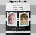 Puzzle Best daddy 2 photos ajouter des noms blanc noir<br><div class="desc">Jigsaw puzzle idée cadeau pour le meilleur papa du monde. Pourquoi ne pas encadrer la scie quand elle a été mise en place. Ajoutez 2 photos et noms des enfants. Les câlins et les baisers des enfants. Blanc et noir.</div>