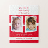 Puzzle Best daddy 2 photos ajouter des noms blanc rouge (Vertical)