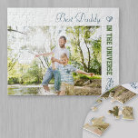 Puzzle Best Daddy in the Universe - Photo personnalisée<br><div class="desc">Personnalisez ce puzzle simple et moderne pour votre père (papa, papa, etc). Le modèle est configuré pour vous permettre d'ajouter votre propre photo et d'éditer l'exemple de texte si vous le souhaitez. Exemple de texte actuellement dit "Best Daddy in the Unise". Le design présente une palette de couleurs tendance, vert...</div>