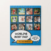 Puzzle Best Daddy Papa Père 12 Photo Blue Fun Comic (Vertical)