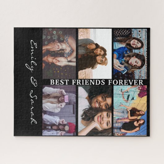 Puzzle Best Friend Forever Custom 6 Photo collage & Name (Horizontal)