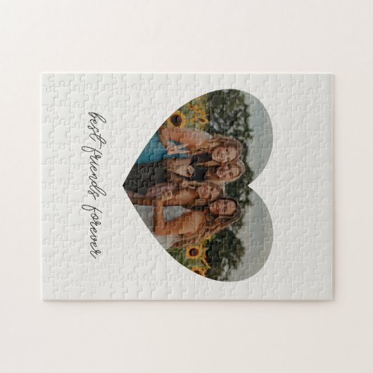 Puzzle Best Friends Forever BFF Custom Heart Photo Blanc (Horizontal)