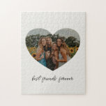 Puzzle Best Friends Forever BFF Custom Heart Photo Blanc<br><div class="desc">Best Friends Forever BFF Photo personnalisée Forme de coeur Jigsaw Puzzle en blanc</div>