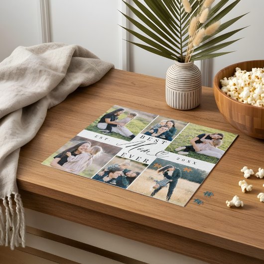 Puzzle Best Mom Ever Mom Script Heart Photo Collage