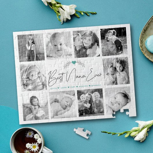 Puzzle Best Nana Ever Modern Script 10 Photo Collage Chic
