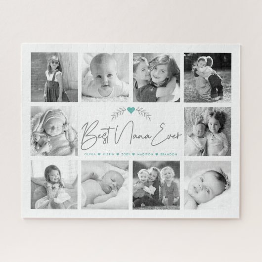 Puzzle Best Nana Ever Modern Script 10 Photo Collage Chic (Horizontal)
