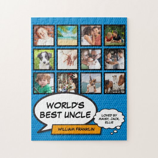Puzzle Best Uncle 12 Photo Blue Fun Comic Book Modern (Vertical)