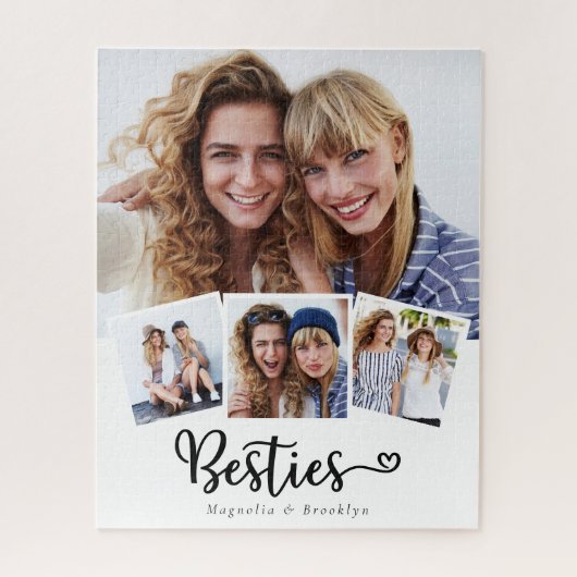 Puzzle Besties 4 Photo Collage Best Friend's (Vertical)