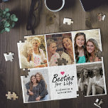 Puzzle Besties pour la vie Script Best Friends Photo Coll<br><div class="desc">Célébrez votre amitié avec notre "Besties for Life Script Best Friends Photo Collage Jigsaw Puzzle". Ce design charmant présente la citation "Bestés pour la vie" en écriture de typographie noire avec une petite icône de coeur rose chaud sur le dessus. Sous la citation, personnalisez vos noms, et autour du texte,...</div>