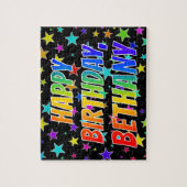 Puzzle "BETHANY" Prénom, Amusant "HEUREUX ANNIVERSAIRE" (Vertical)