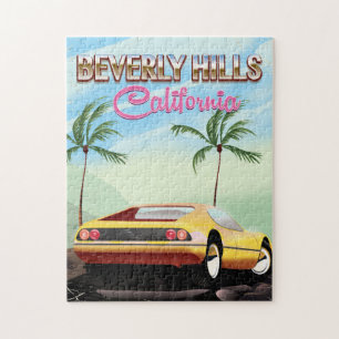 Puzzle Beverly Hills Californie affiche de voyage rétro