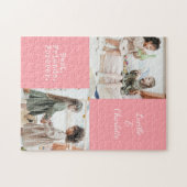 Puzzle BFF personnalisé mignon deux photos rose meilleur  (Horizontal)