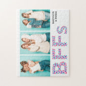 Puzzle BFF Trois photo Nom personnalisé Girly Heart (Vertical)