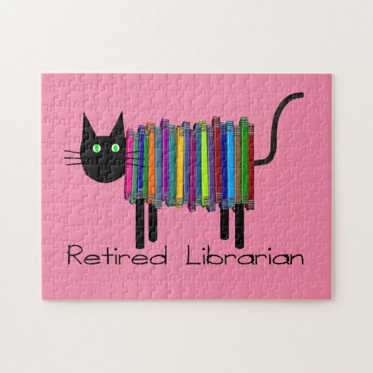 Puzzle Bibliothécaire retraité livre chat  (Horizontal)