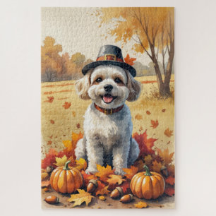 Puzzle Bichon Frise À L'Automne Feuilles Thanksgiving Art