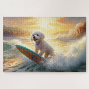 Puzzle Bichon Frise Beach Plage Surf Peinture