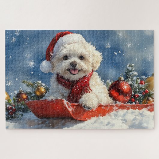 Puzzle Bichon Frise Chien dans la boue Laisser passer la  (Horizontal)