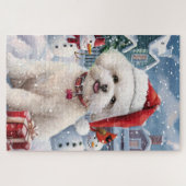 Puzzle Bichon Frise Chien Hiver Merveilles Pays de Noël J (Horizontal)