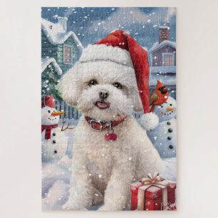 Puzzle Bichon Frise Chien Hiver Merveilles Pays de Noël J