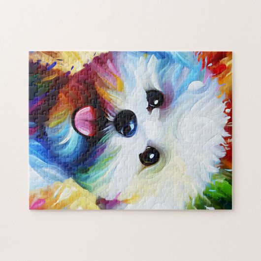 Puzzle Bichon Frise Chien Portrait Acrylique Art Print Ch (Horizontal)