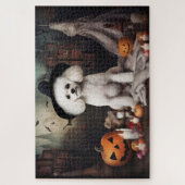 Puzzle Bichon Frise Citrouilles Halloween Épouvantable (Vertical)