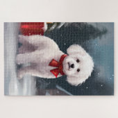 Puzzle Bichon Frise Dog à Noël de neige (Horizontal)
