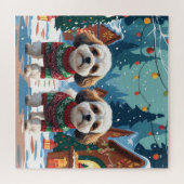 Puzzle Bichon Frise Dogs Christmas Snow Holiday (Horizontal)