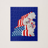 Puzzle Bichon Frise Drapeau Américain (Vertical)