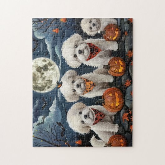 Puzzle Bichon Frise Halloween Éffrayant (Vertical)