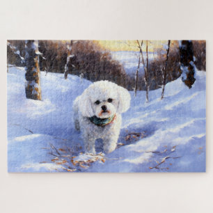 Puzzle Bichon Frise Laisser neiger Noël