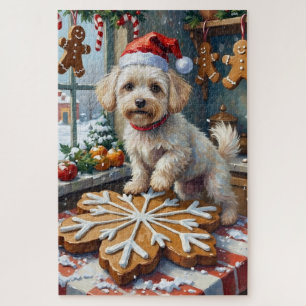 Puzzle Bichon Frise Noël Biscuit de Noël Cuisson Fêtes