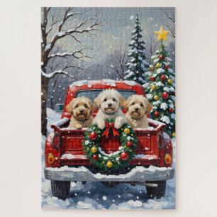 Puzzle Bichon Frise Noël Camion Rouge Fêtes
