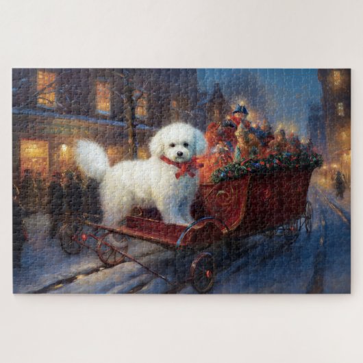 Puzzle Bichon frisé période festive de Noël (Horizontal)